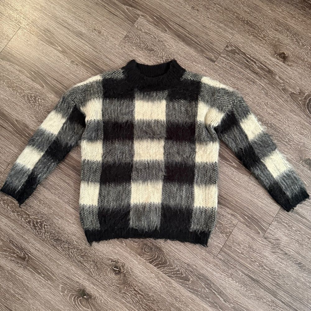 Just Female Knitty Griddy Check Print Sweater